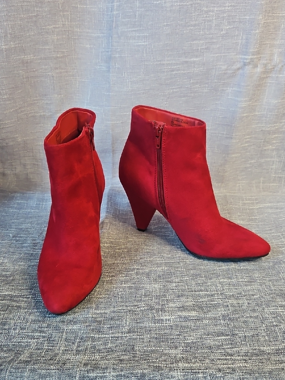 Seven Dials Red Suede Pointed Ankle Booties